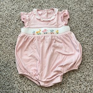 Petit Bebe smocked animal train bubble